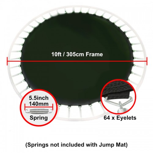 Jump Mat for 10 ft Trampoline Frame with 64 eyelets (for 5.5” springs)