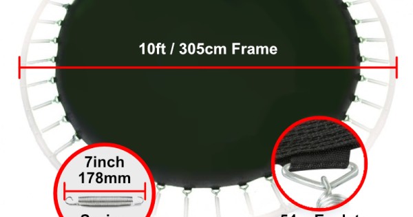 Jump Mat for 10 ft Trampoline Frame with 54 eyelets (for 7” springs)