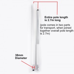 Extra Wide (38mm) Trampoline Enclosure Pole 2.7m (with brackets)