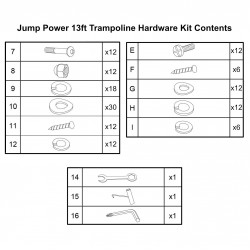 Screws, Nuts, Bolts and Washers for Jump Power 13ft Trampoline