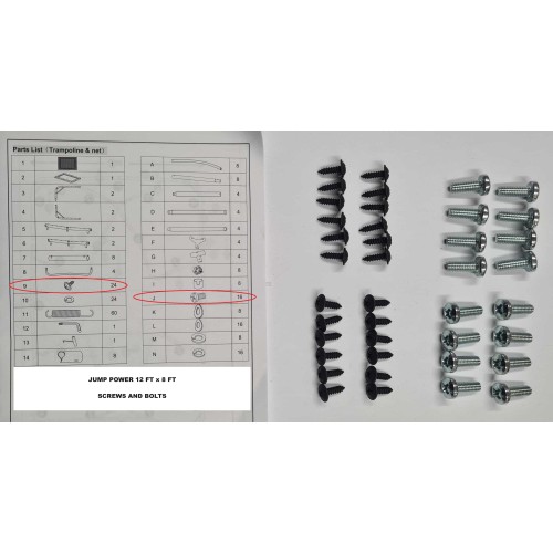 12 ft  x 8 ft Jump Power Screws and Bolts Set